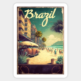 Brazil Beach Vintage Travel Art Poster Sticker